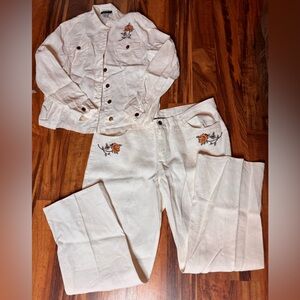Metrostyle Cream Button-Up Shirt and Pants Set 100% Linen